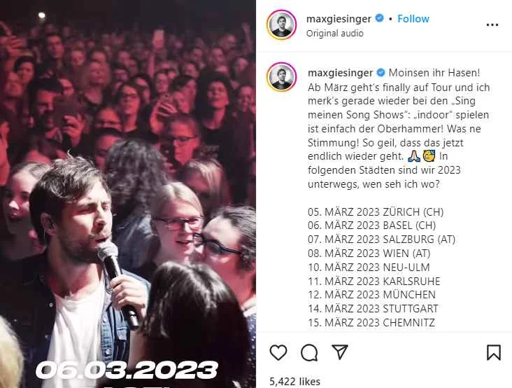 Max Giesinger Vermögen, Eltern, Alter, Ehefrau, Kinder, Größe