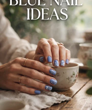 20 Short Square Blue Nail Ideas