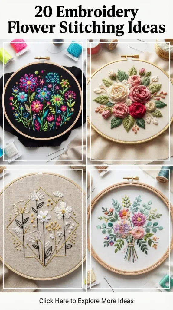 20 Embroidery Flower Stitching Ideas